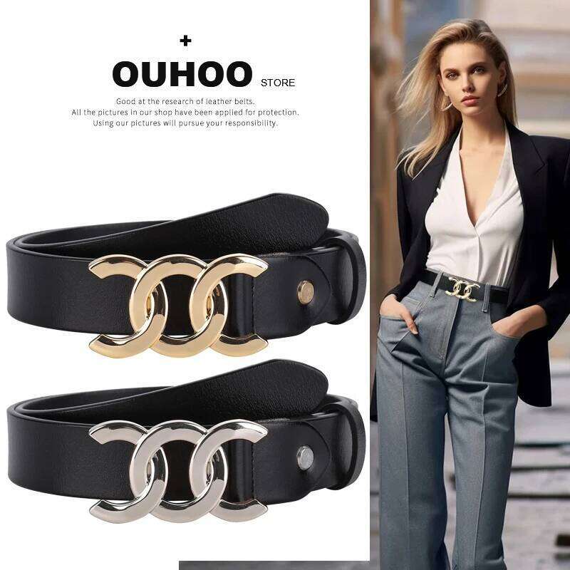 Genuine Leather Decorative Thin Women's Belt New Style With Dress Suit Black Jeans Versatile For Summer Lady Waistband 26Y0624