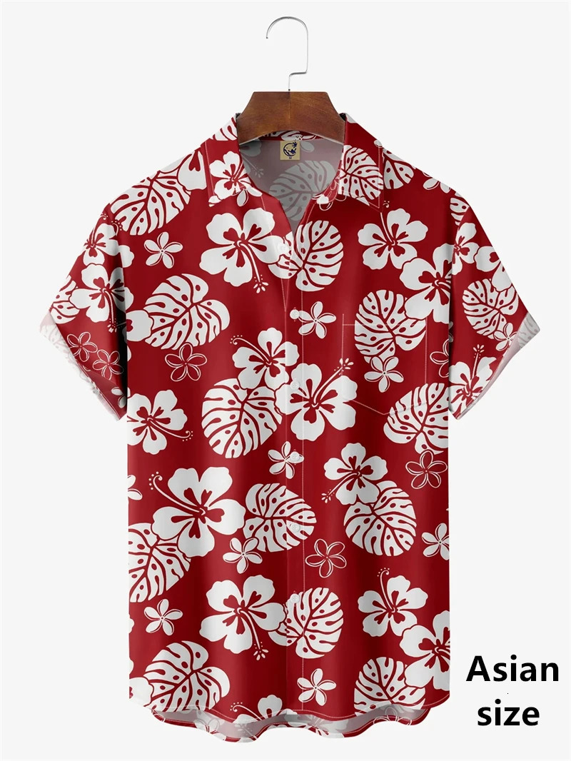 Camicia hawaiana da uomo alla moda stampa 3D con motivo floreale, estiva, casual, a maniche corte, oversize, da donna, per le vacanze, con bottoni,