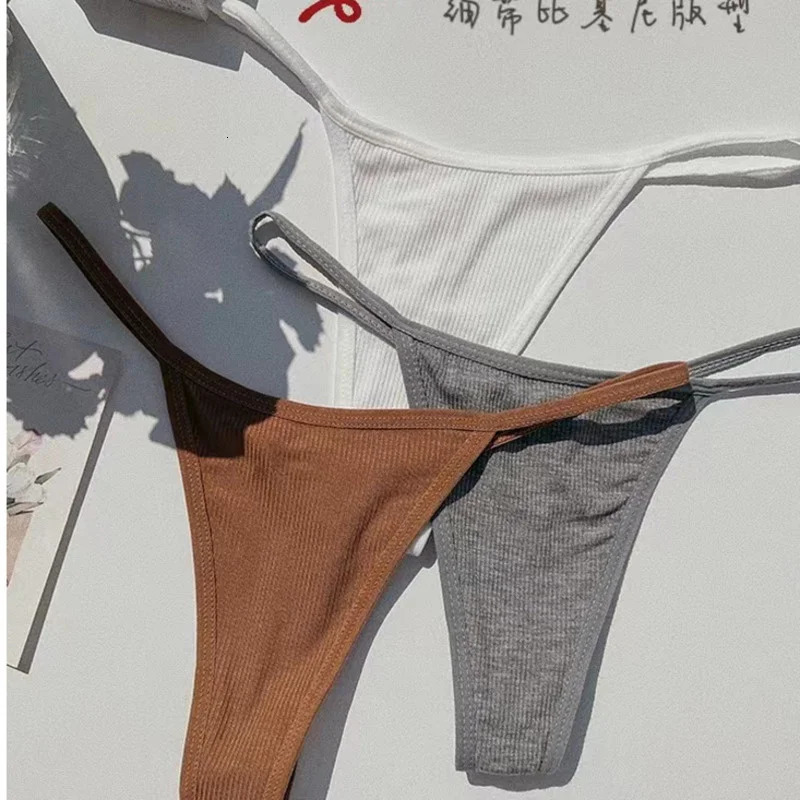 SPCITY Simple Striped Thin Sexy Thongs Fashion Sports Womens Underwear Low Waist Traceless Panties Cotton Seamless Briefs 260623