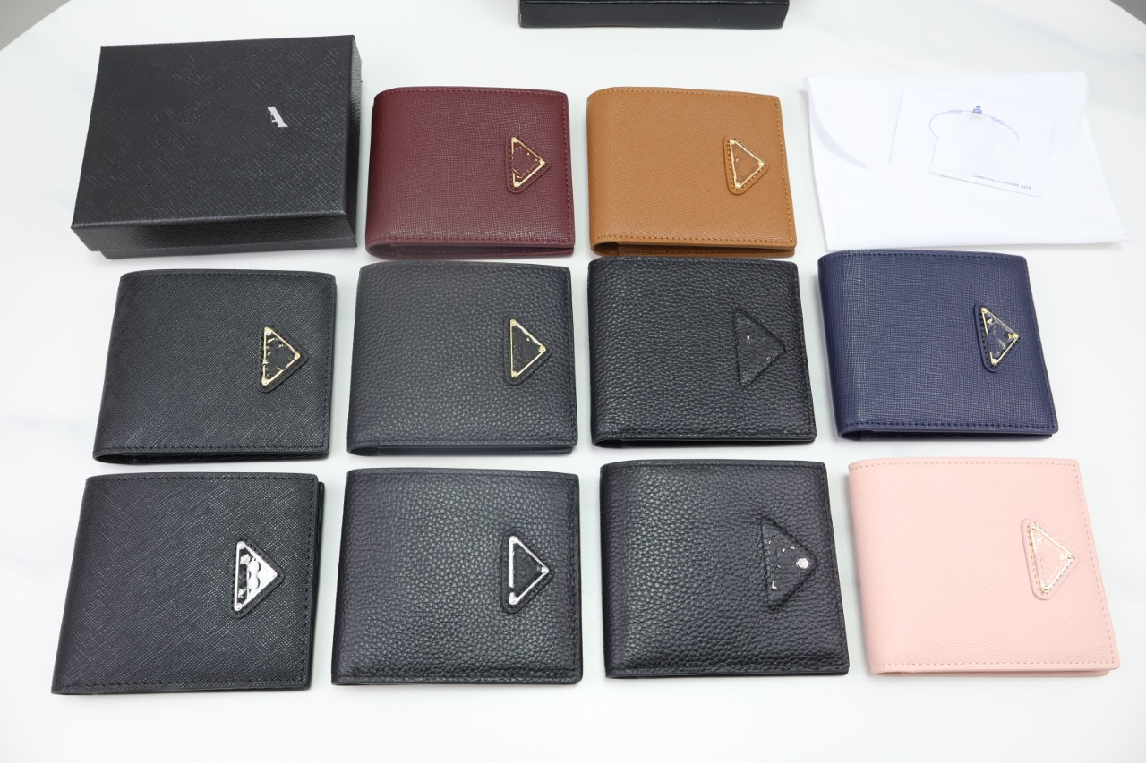 With BOX 2026 New Fashionable Leather Wallet Multiple Card Slots Multicolor Blue ID Window Long Short Wallets Best Money Clips
