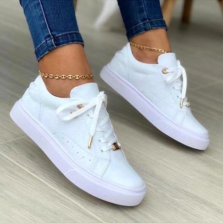 Trend All Women Metallic Shiny Flat Casual Sneakers Large Size 43 Lace Up Round Toe Fashion Daily Walking Sports Shoes