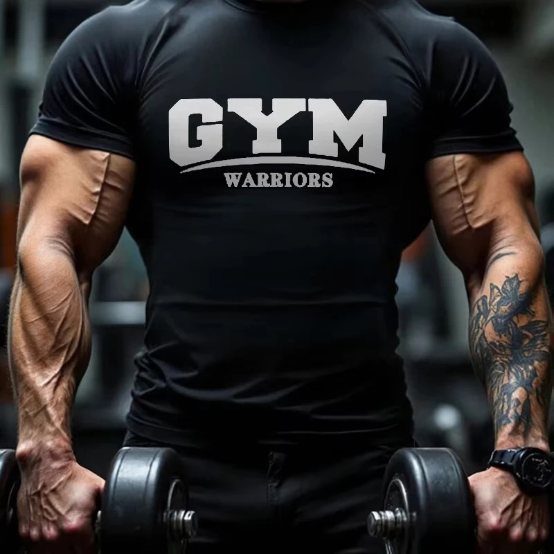 Four Seasons Training Shirt Black Mens Fitness Fighting Sports Mens Fitness T-shirt Sports Style GYM English Letter 260623