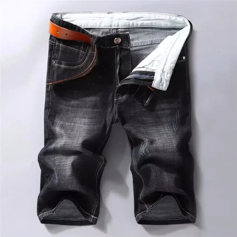 Summer Thin Mens Denim Shorts Elastic Washed Cotton Classic Male Casual Business Versatile Straight Short Jeans Korean 260613
