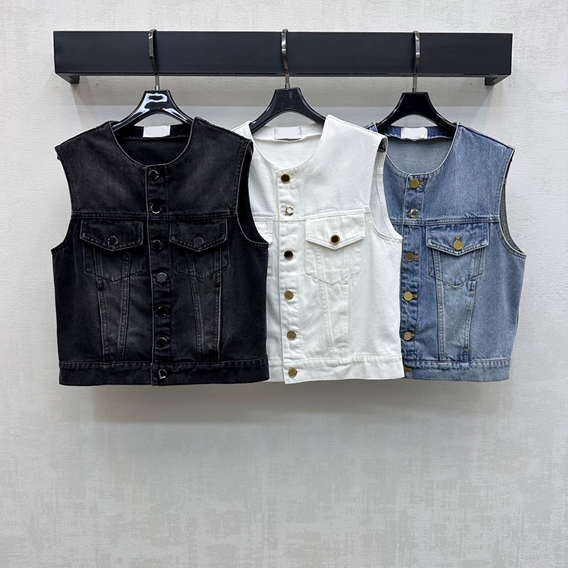Street Denim Vest Jacket For Women Brand Washed Sleeveless Jean Outerwear Spring Autumn Casual Denim Vests