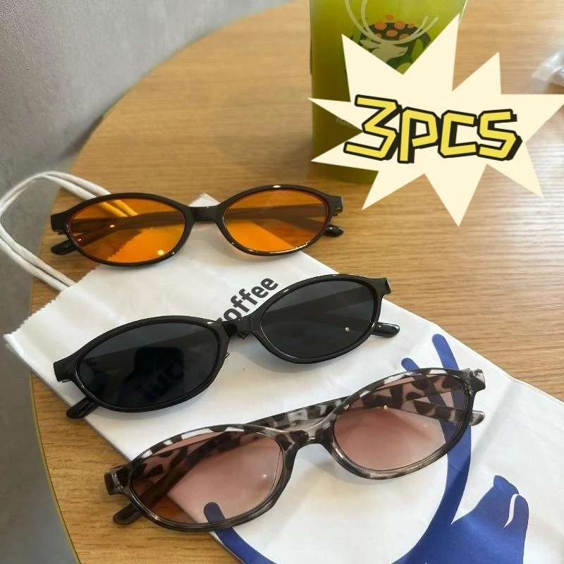3PCS Y2K Small Oval Sunglasses Women Retro Korean Style Hip Pop Punk Eyepieces Womens Sunglasses 260623