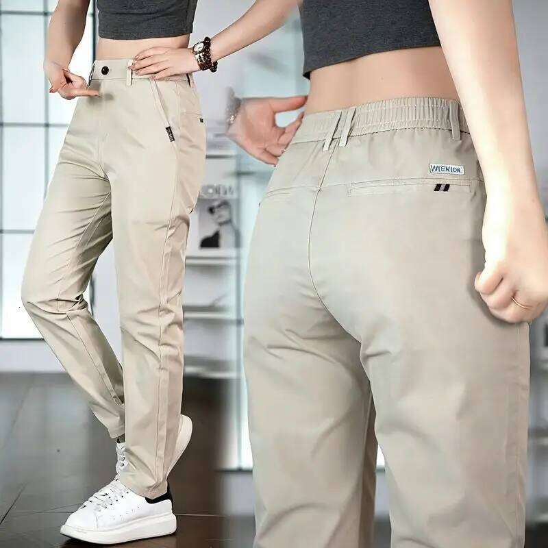 2026 Men's Ice Silk Straight Leg Thin Breathable Casual Pants Summer Business Long Trousers Fashionable Versatile Lightweight W260624