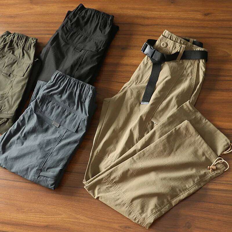 Men's Summer Cargo Pants Outdoor Street Fashion Spring Slacks Baggy Joggers Hiking Loose Vintage Long Trousers For Men W260624