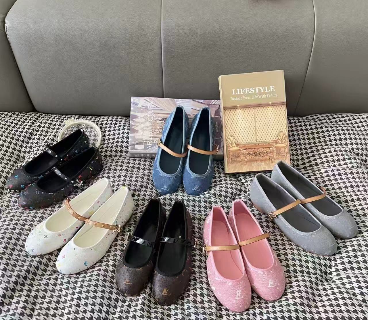 Leather sole ballet flats new color Designer wedding Dress shoes 100% cowhide Ballet Flats top quality Loafers fashion women black Flat boat sandal