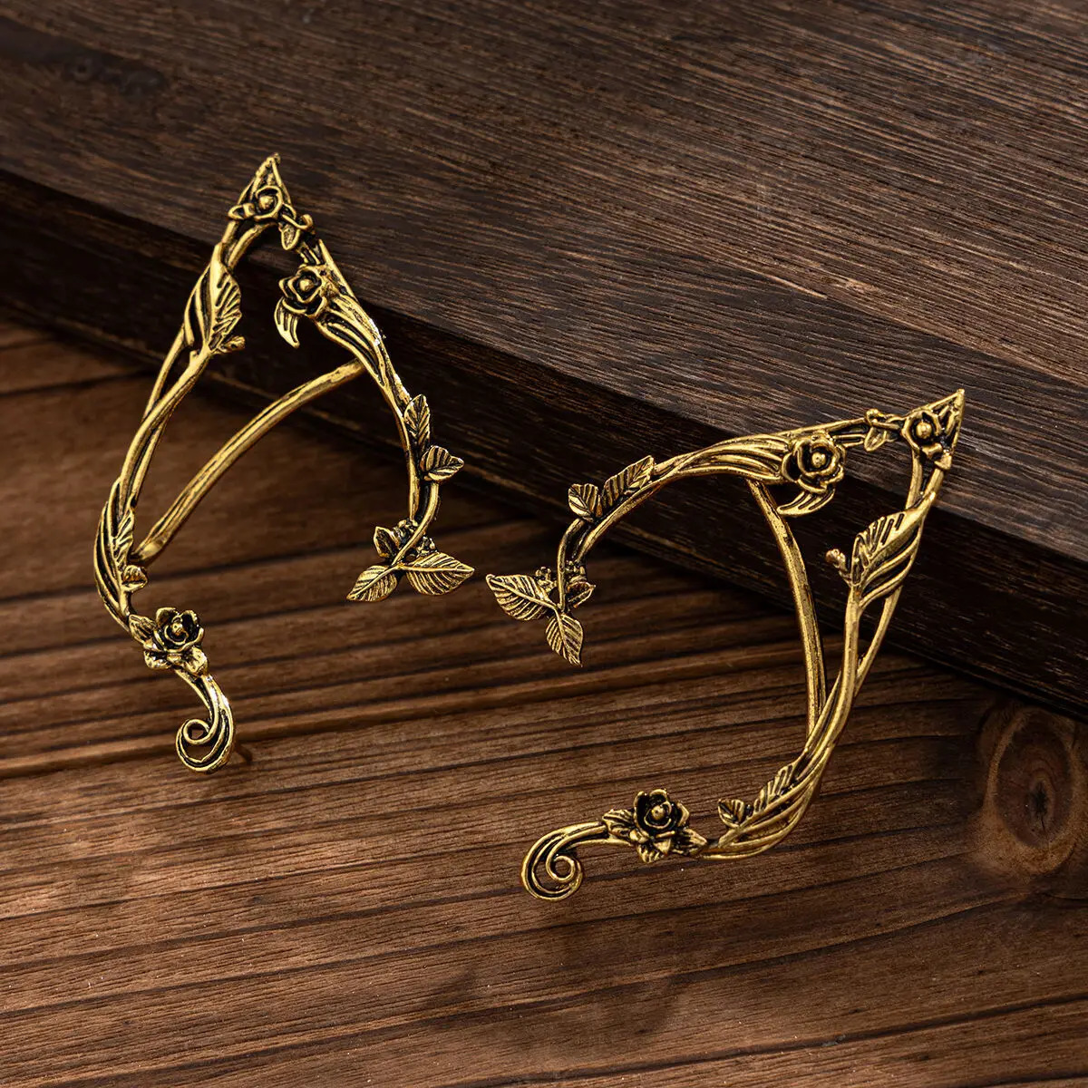 PuRui Gold Color Elf Flower Leaf Ear Clip Cute Jewelry Accessory Fairy Piercing Earrings Wedding Girls Jewelry Gifts 260624