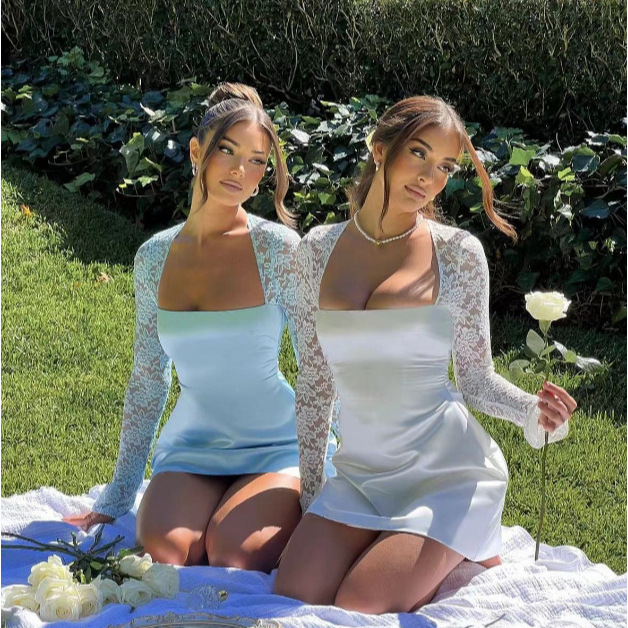 European And American Lace Sexy Pure Desire High End Feel Spring Summer New Slim Fit Trendy Lazy A Line Dress Luxury