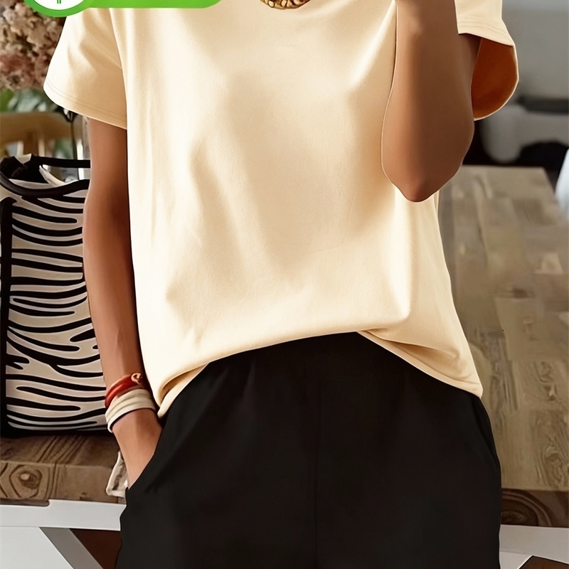 Personalized Street Style 100 Pure Cotton Loose ShortSleeveE lasticW aistS hortsS etB reathableS weatAbsorbentCo mfortableSk y260623banjia