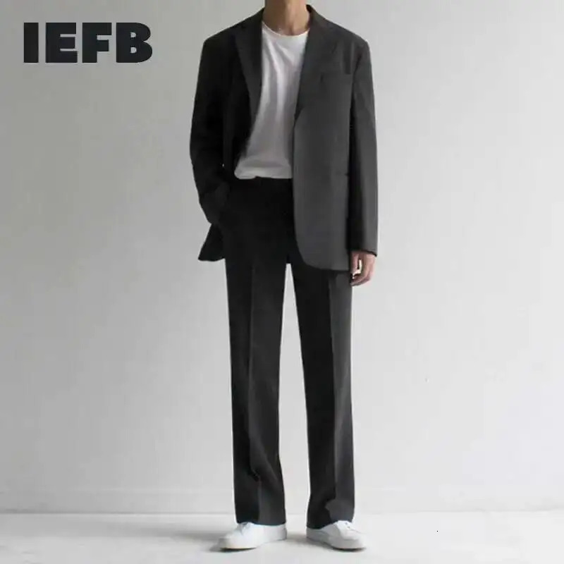 IEFB 2026 Autumn Suit Coat Mens Korean Loose Trend British Casual Small Suit Jacket Back Vent Streetwear Blazers 260623