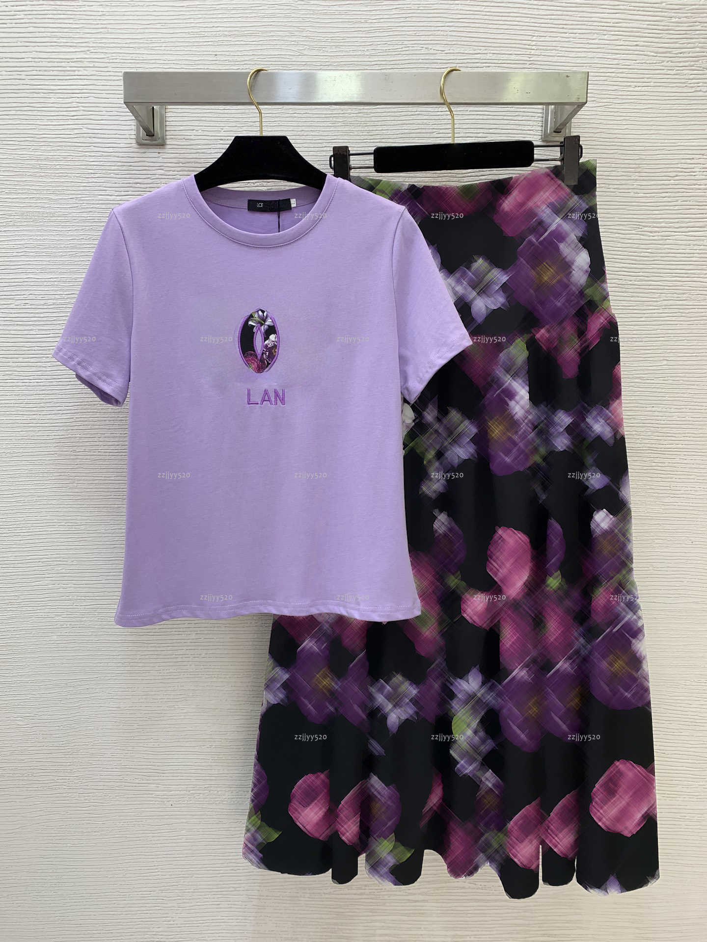 Brand crew neck women dresses summer sets for women women designer clothes floral print two-piece round neck short sleeved T-shirt skirt set A781X16
