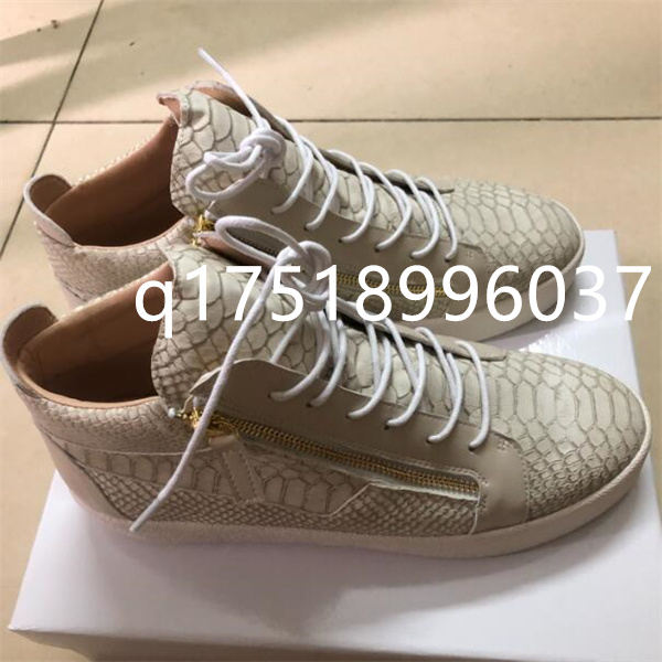 Size EUR36-47 Men Women Luxury Side Gold Zipper Platform Sneakers Crocodile Embossed Leather High Low Top Casual Flat Shoes Metal Wing Street Fashio