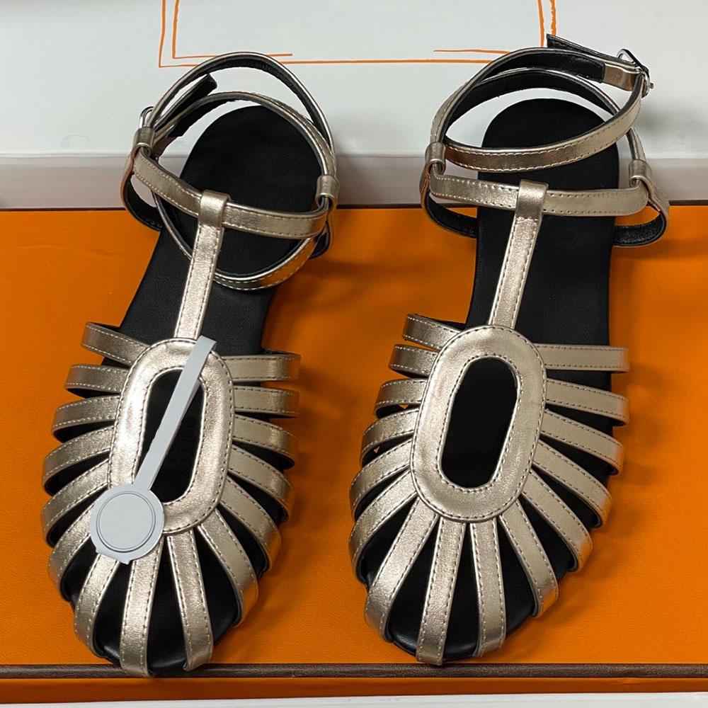 Nour sandal womens designer sandals Nappa Leather Sandal H262096Z Summer Luxury Flat Sandals chic feminine look retro fashion female sandales leathe