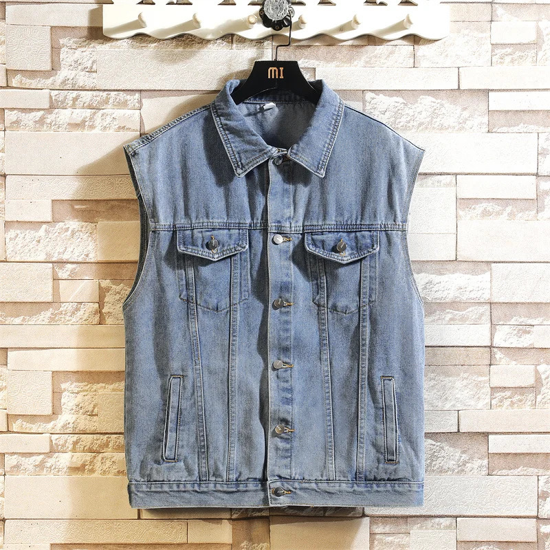 Denim Vest Men Sleeveless Denim Jacket Casual Waistcoat Men Solid Color Jean Coat Male Streetwear Mens Clothing 2025 260623