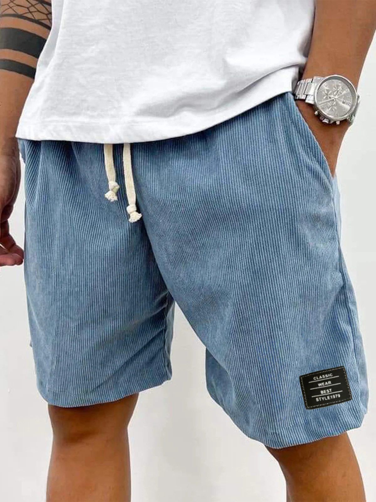 Pantaloni sportivi da uomo in velluto a coste estivi Pantaloncini casual Pantaloncini da spiaggia da uomo Pantaloni corti da basket Etichetta in tin