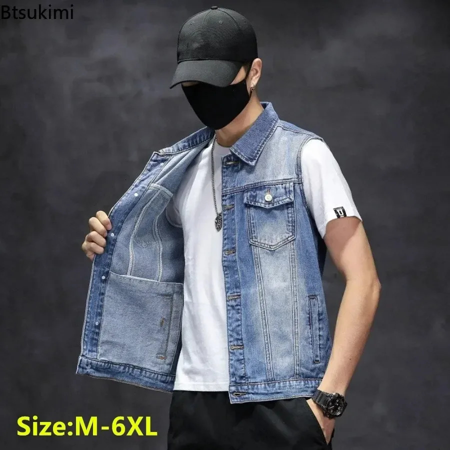 Mens Ripped Denim Vests Hip Hop Streetwear Fashion Sleeveless Cotton Jacket High Quality Man Casual Cowboy Waistcoat 260623