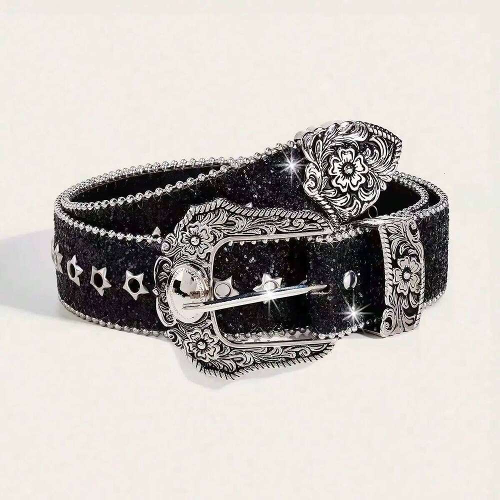 Y2K Western Style Thick Waist Belt Women, Decorated With Dopamine Stars Eye Patterns, Suitable For Daily Wear, Parties, Summer And S 26Y0624