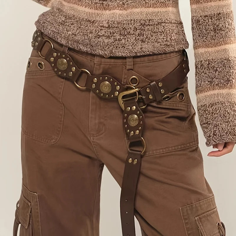 1pc Womens Belt Fashionable Retro Rivet Ethnic Style Versatile Dress Waistcinching Shirt Sweater Decoration 260623