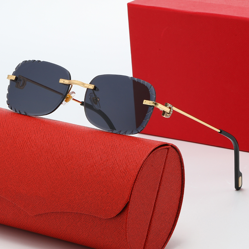 Luxury Sunglasses Men Designer Glasses Women fashion rimless cut eyewear metal square Horseshoe Buckle Composite beach lunette de soleil vintage occ