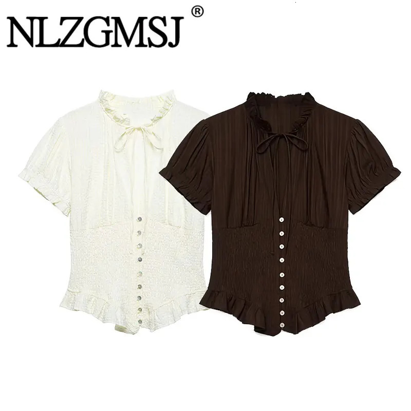 Nlzgsmj 2026 Spring Summer Fashion Sexy Chest Cutout Tops Women Casual Shirts Elegant Waist Elasticity Lady Top 260623
