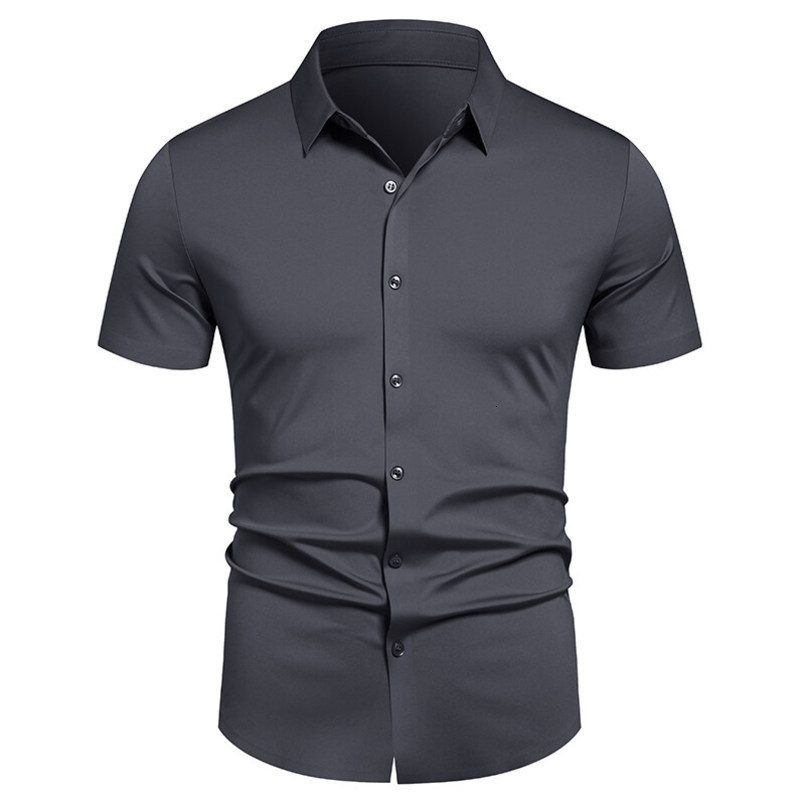 Mens Stretch Shirt Wrinkle Free Dress Shirts Regular Fit Short Sleeve Business Casual Button Down 260623