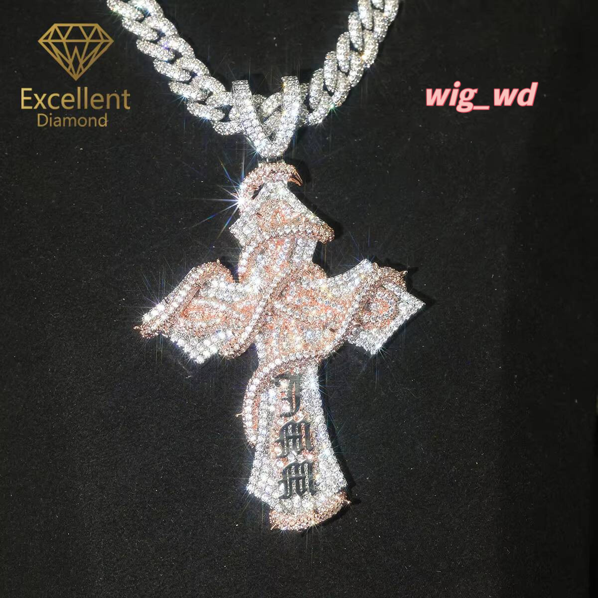 Fashion Charm Luxury Hip Hop Jewelry Custom Logo S925 Sterling Silver VVS Moissanite Diamond Cross Religious Pendant
