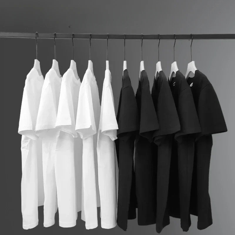 100 cotton Solid Tshirts Mens Short Sleeve Fashion Trend White Black Clothing Tees Woman Customized Products Summer 260624