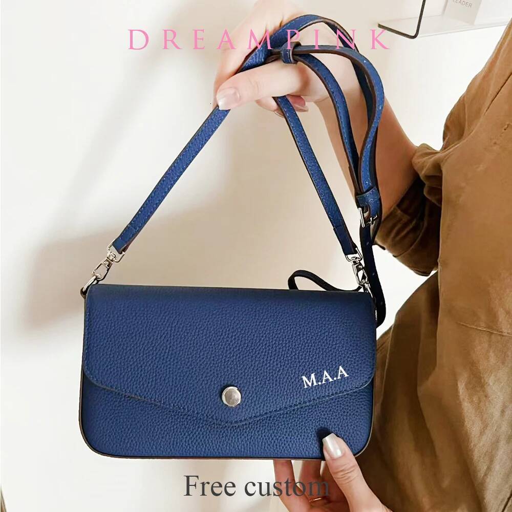 Luxury Design Women Flap Shoulder Bag Custom Name Envelope Leather Chain Wallet Handbag Personalized Letters Lady Clutch Purse