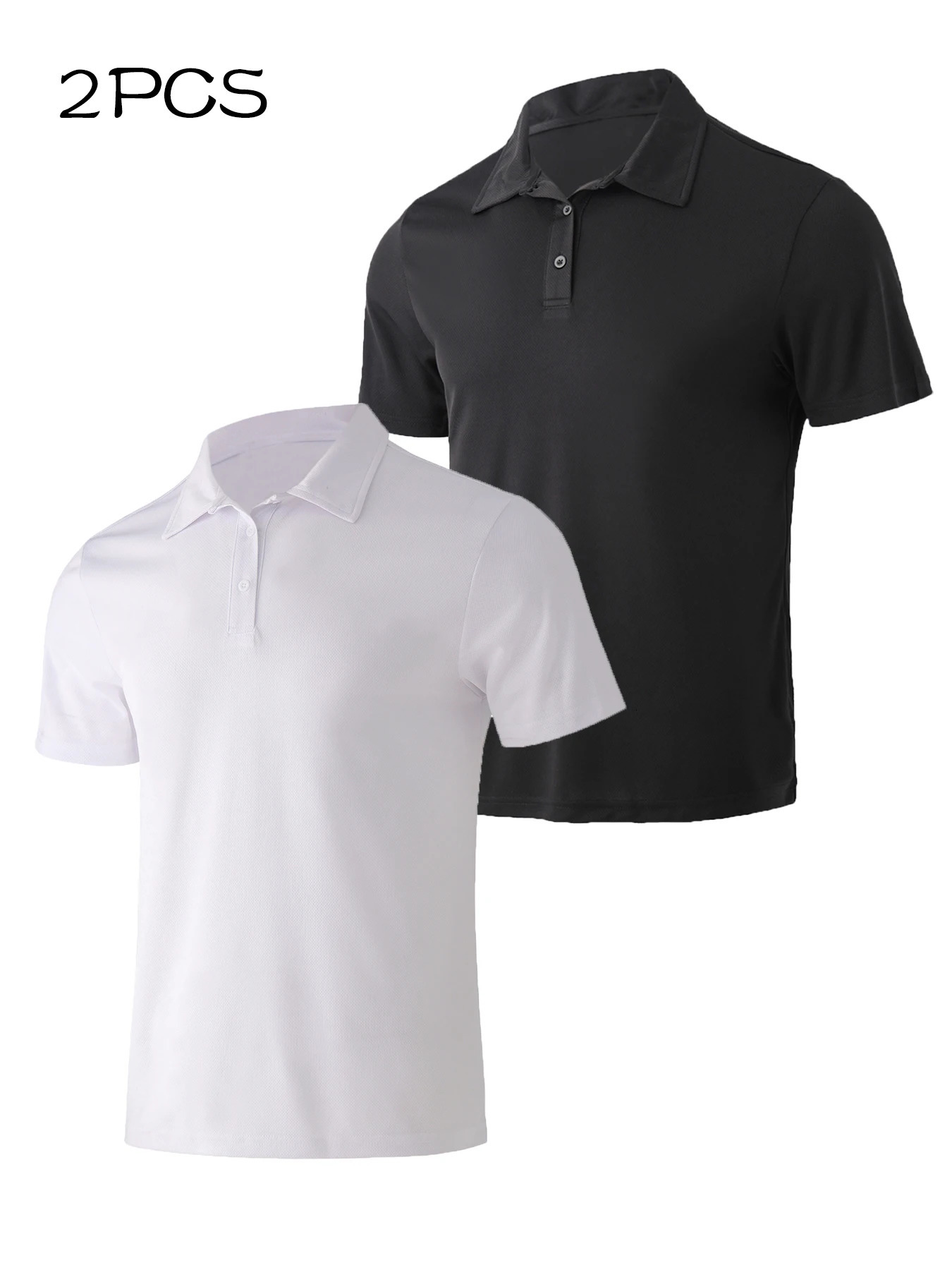 2Pack Mens Polo Shirts Short Sleeve Summer Quick Dry Ultra Comfortable Golf Athletic TShirts Slim Fit Casual Sports Workout Tees 260616