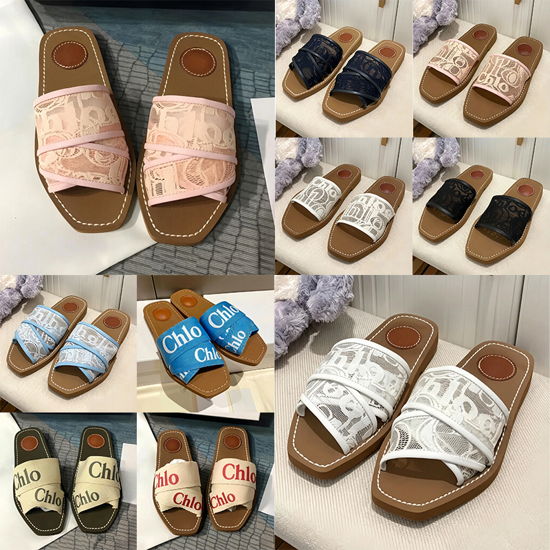 Free Shipping Designer sandals slides shoes canvas clogs heels slippers for famous womens sandal Pink White Red Blue Black Flip Flops mules sandale