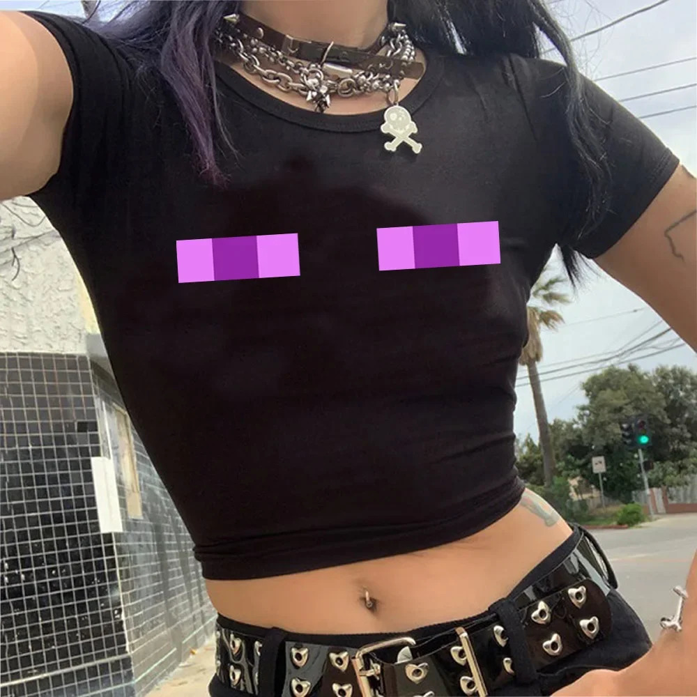 Y2k Crop Top Tshirt Women Clothes Aesthetics Harajuku Graphic Hip Hop Grunge Goth Cropped Vintage Streetwear Summer Spicy Girl 260622