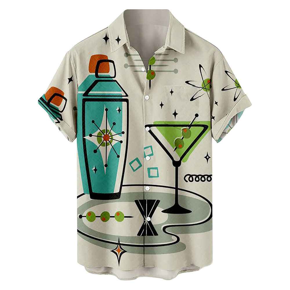 Designer men's shirt Summer New Large Size Hong Kong 3D Digital Print Casual Short Sleeve Shirt Men's Clothing Factory Direct Sale