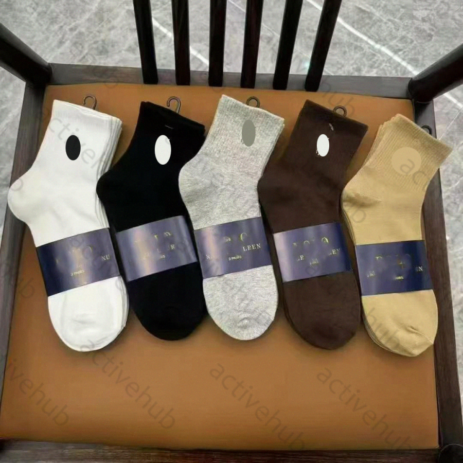 designer Mens ralphlarent Socks Classic Horse Embroidery Logo Socks mens Unisex Solid Color Joker Sweat-Absorbing Breathable Sports Casual Cotton So