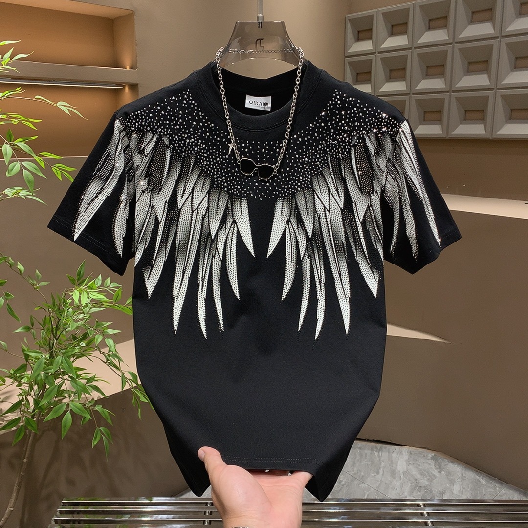 Trendy Angel Wings Printed Short-Sleeve T-Shirt For Men, Summer Thin Stylish Winged Casual Half-Sleeve Shirt, New Style