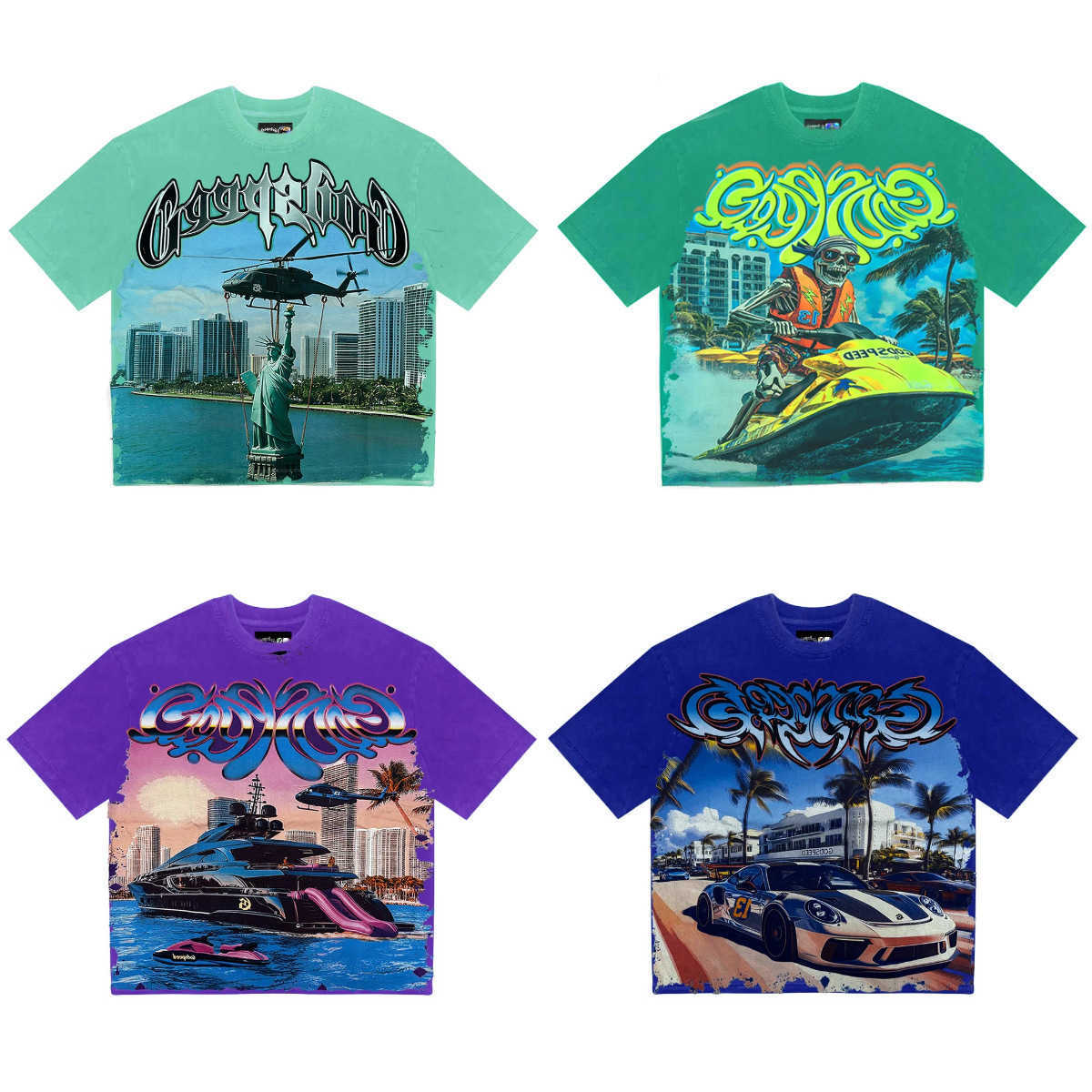 Pd Gods T Shirt Designer New Strt Style Trendy Ink Direct Print Full Print Casual Crew Neck Short Slve T-Shirt L26623