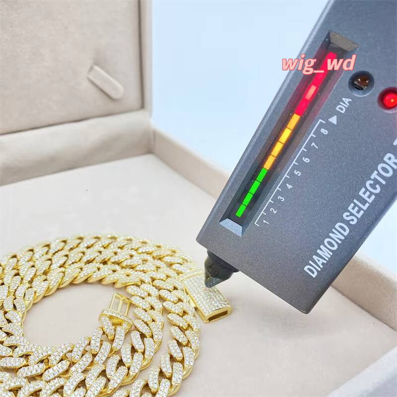 Wholesale Sterling Silver 925 10Mm Moissanite Jewelry Miami Cuban Link Chain