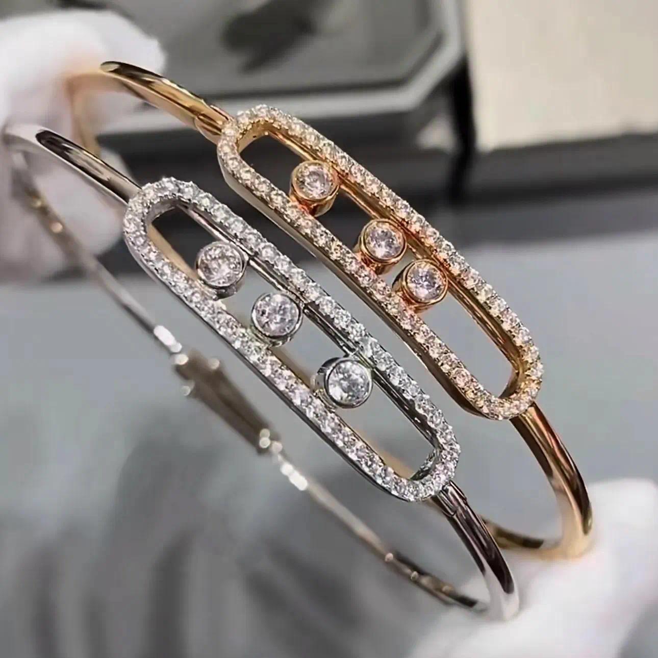 bracelet luxury jewerly designer for women Move Three Diamond Sliding Diamond Bracelets classic travel jewerly Gold Bracelet Dynamic Chain birthday