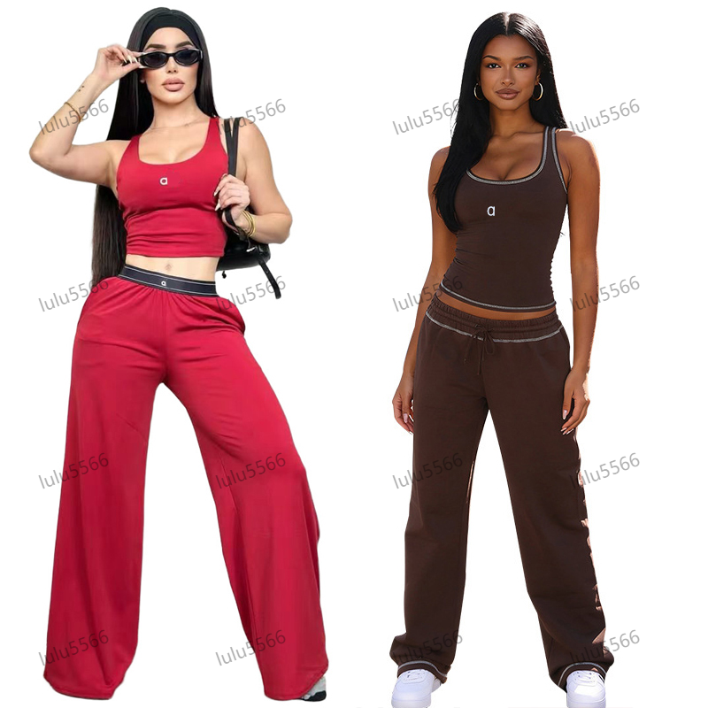 Yoga sets women clothes tracksuit Sports tank top vest Short skirt gym sets womens fake two-piece short sleeved sweatshirt flare pants sweatpants ha