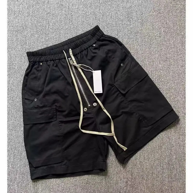 2026 American Gothic Black Hip-Hop Drawstring Multi-Pocket Cargo Shorts Summer Mens Niche Loose Straight Casual Shorts 260623