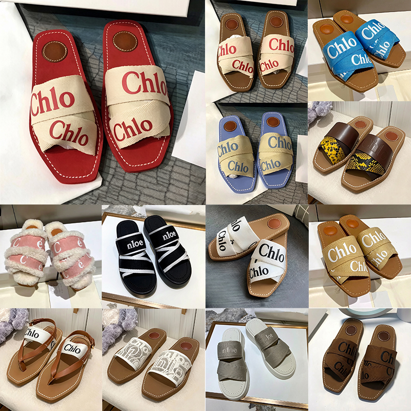 Free Shipping Designer shoes canvas clogs heels slippers sandals slides for famous womens sandal Blue Beige Red White Black Flip Flops mules sandale