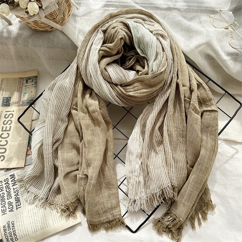 Cotton Linen Striped Scarf for Men Autumn Winter Mens Scarves Soft Warm Neckerchief Male Accessories Bufandas Shawls 260615