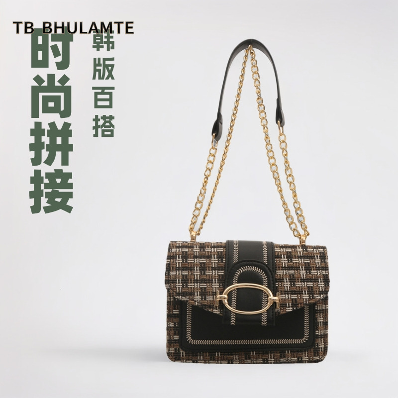 TB BHULAMTE Women's Summer Versatile 2025 New Korean Style Casual Elegant Patchwork Chain Shoulder Crossbody Fashion Small Square Bag