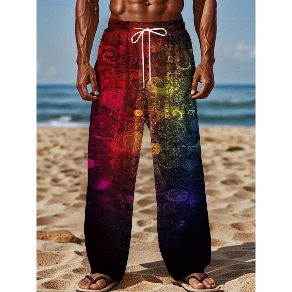 High End Atmospheric Classic Print 2026 New Men's and Women's 3D Color Series Casual Y2K Street Couple Sports Pants W260624