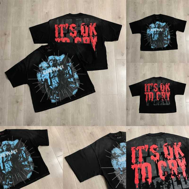 Summer High Street Trend Mens Womens Casual RARE PEE Short Sleeved T-shirt American Retro Distressed Tops T260622