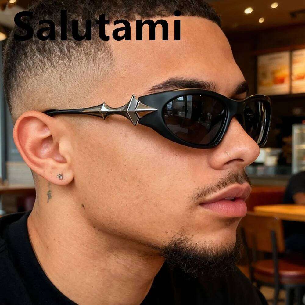 Vintage Alloy Star Leg Y2K Sunglasses for Men New Fashion Mirror Pilot Punk Sun Glasses Women Sexy Hip Hop Shades Driving Uv400 26Y0622