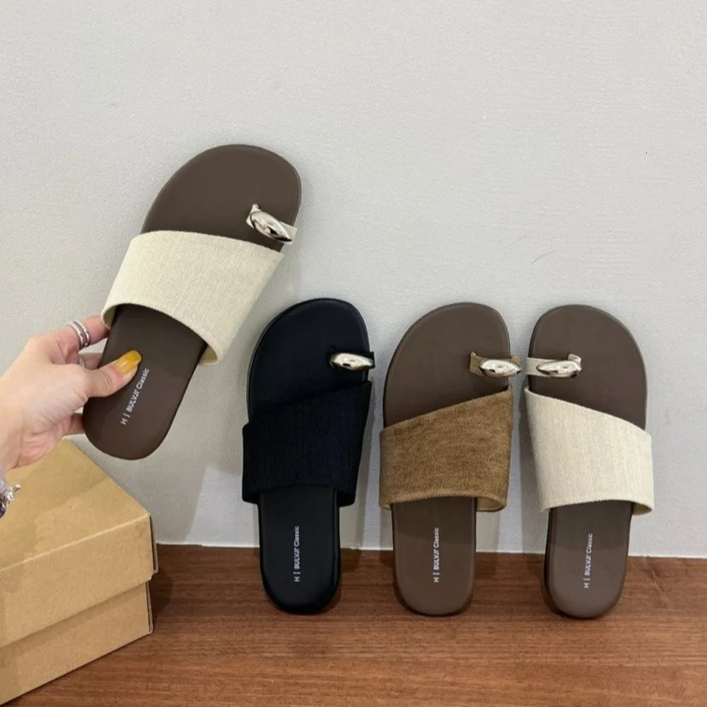 Summer Beach Vacation Womens Clip Toe Slippers Elegant Mix Colors Shoes Ladies Concise Gladiator Flats Slides Shoes 260623