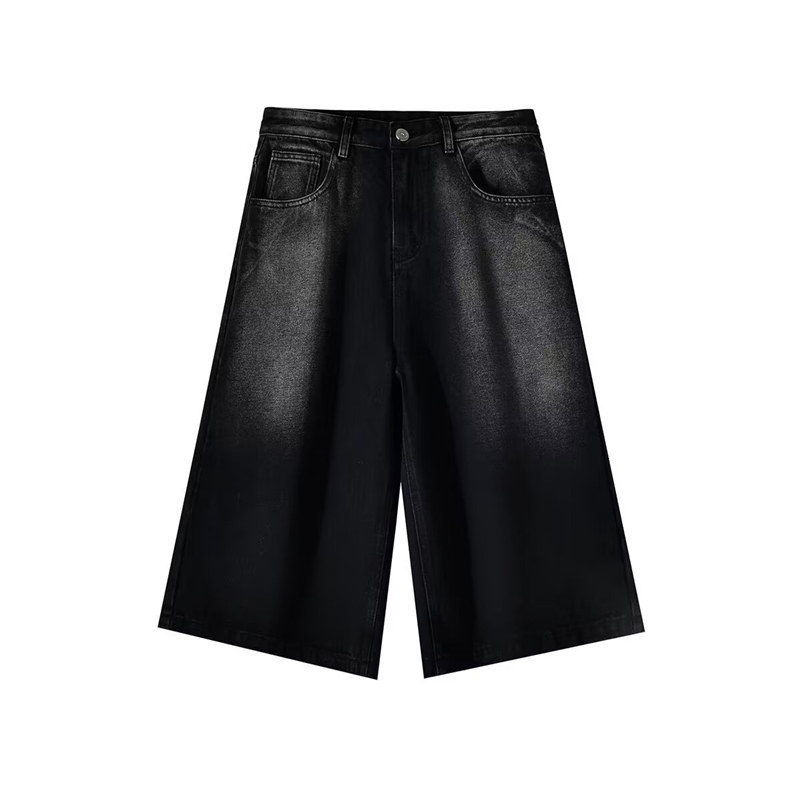 Wide-leg Seven-point Denim Shorts Mens Summer High-end Fashion Straight Casual Pants Man Jeans Y2k Clothes Baggy 260616