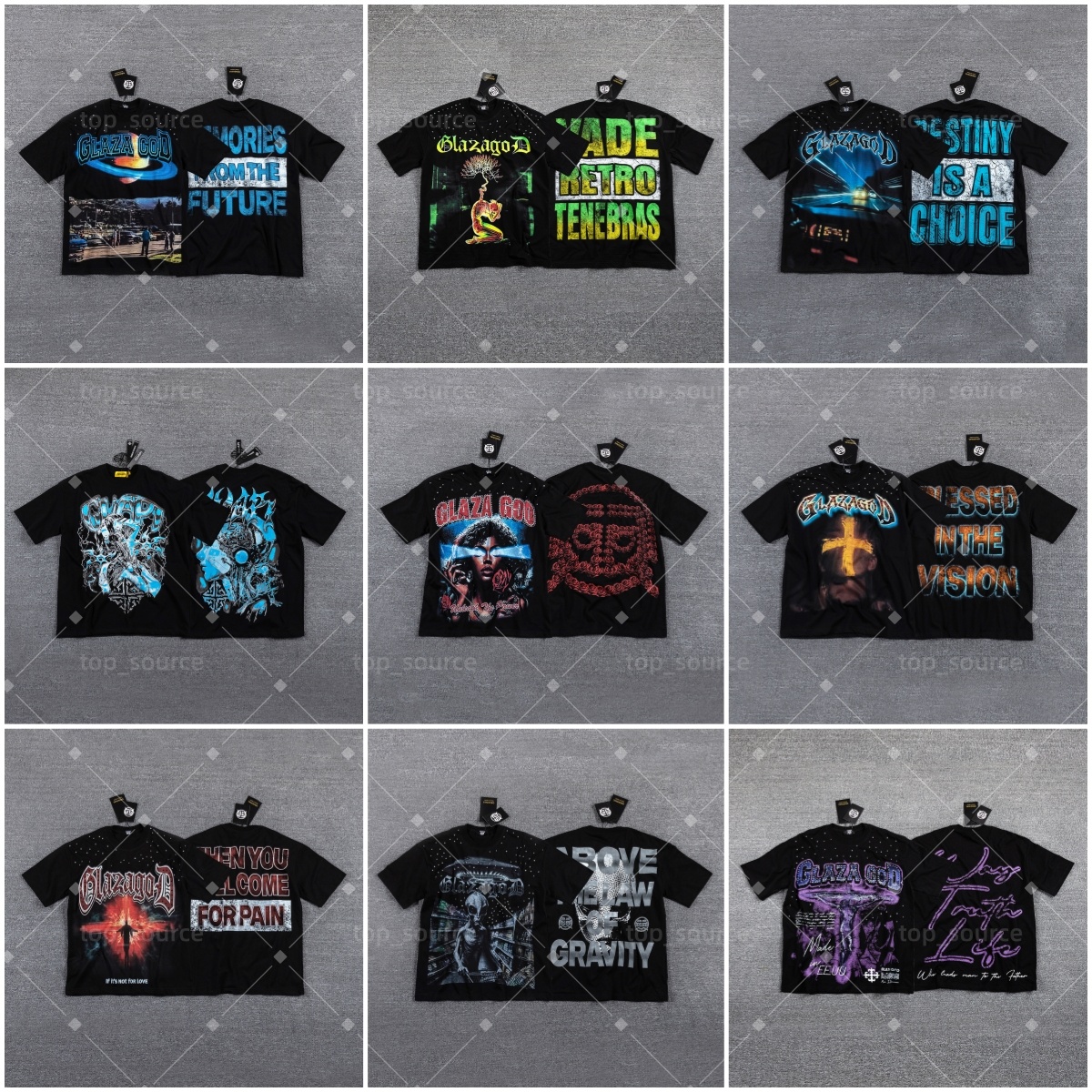 Glazagod Shirt mens t shirt Vintage Tops Y2k Clothes Oversized T Shirt Designer Streetwear Gothic Graphic Cropped Man Shorts Sleeve Tee designer shi